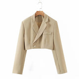 New Blogger Lapel Slimming Short Suit Jacket + High Waist Short Skirt