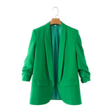 New Pleated Sleeve Sag Urban Leisure Candy Color Women's Suit