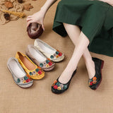 Zingj Spring And Summer New Soft-Soled Low-Heeled Women's Shoes National Style Leather Flowers Women's Singles Shoes Comfortable And Soft Mother
