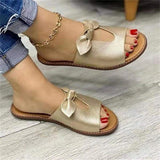 Large-Size Women's Shoes New Summer Bow Hollow Lady Cool Slippers Bow Sandals