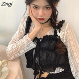 Women Folds Black Japanese Style Girl Streetwear Harajuku Chic Vintage All-match Sexy Retro Female Clothing Ins