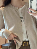 Zingj Autumn And Winter New Gray Knitted Cardigan With High-End Sweater Coat Thin Long-Sleeved Women's