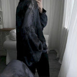 Men 2023 New Hong Kong Style Tie-dye Loose Long-sleeved Early Autumn Korean Version Student Dark Abstinence