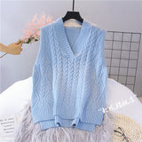 Autumn Women Sweater Vest Woman Short Loose Knitted Sweater Sleeveless Ladies V-Neck Pullover Tops Female