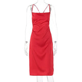 Zingj Summer Explosive New Satin Slim Sexy Sling Backless Dress Women's