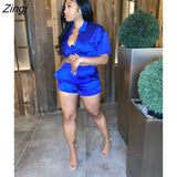 Women Tracksuit Biker 2 Piece Set Elasticity Shirt + Short Pants Sportsuit Solid Color Matching Biker Suit Clothes