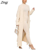 New Winter Warm Sweater Coat Women's cardigans Casual Long Knitted Cardigan Sweater Jacket Loose V-Neck