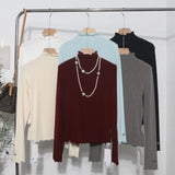 High-Necked Bottomed Shirt Women's Autumn And Winter New Bow Embroidery Inside The Top Of The Jacket T-Shirt