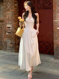 New Women Elegant Midi White Dress Spaghetti Strap Sexy Party Slim One Piece Prom Clothes