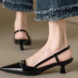 Sandals Temperament Famous French High Heels Female Heel With Skirt Wearing A Word With Small Fragrant Wind Shallow Mouth Single