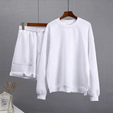 Summer Soft Cotton Sets Women Loose Casual 2 Pieces Long Sleeve Sweatshirt &amp; High Waist Pants Solid Outfits