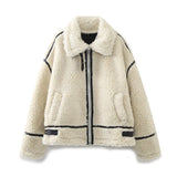 New Artificial Fur Effect Motorcycle Jacket
