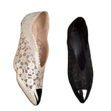 Summer Sandals Diamond Gold Sheet Single Shoes Women's Grid Hollowed-Out Lace High-Heeled Sandals 35-43 From