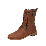Size Female Boots 2025 Autumn And Winter New Flat Bottom Low Tice Front Zip In The Middle Of The Barrel Women's