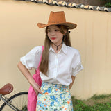 Elegant Blouses for Women Summer Shirts for Women 2024 Short Sleeve White Shirt for Women's Blouses