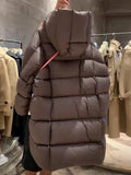High Luxury Big 90 White Duck Down Down Jacket Women's Long 2024 Fashion Extremely Cold And Thick Puffs Warm Loose Coat-Outfit