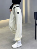 Korean Oversize 4Xl Letter Embroidery Sweatpants Women Causal High Waist Loose Trousers Chic Preppy Style Harajuku