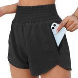 Women's Sports Shorts Quick-Dry Loose Leisure High-Waist Side Zipper Fitness Yoga Three-Point