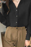 Fashion Women Silk Shirts Satin Blouses Women Long Sleeve Shirts Tops Woman White Shirt Blouse Woman V-neck Ladies