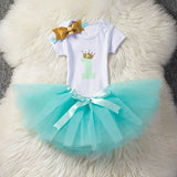 Girls Summer Dress Cute Newborn Baby Girl Clothes 1st Birthday Baby Bodysuit Romper+Ruffles Tutu Skirt +Headband