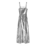 New Style Socialite Stylish Square Collar Vest Evening Dress With Bare Back Sequined