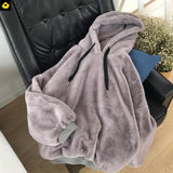 Winter Warm Hoodies Women Casual Loose Hooded Sweatshirt Plus Velvet Pocket Hoodies Solid Pullover Coat