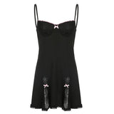 Station 2023 Spring Fashion Low-Cut Waist Tight Lace Splicing Bow Tie Skirt