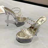 Zingj Fashion Summer New Pointed Transparent Waterproof Platform Fine Heel Fashion Runway Ultra High Heel Women's Single Shoes And