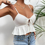 Women's Casual Halter Top Spaghetti Strap White Tank Tops Camis