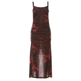 Zingj Summer New Women's Fashion Sling Slim Retro Print Split Hip Temperament