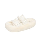 Zingj Slippers Female Autumn Winter Soft Bottom Comfortable Indoor Floor Slippers Leather Flat Slippers Outside The New-Outfit