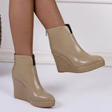 And Winter Slope And Thick Bottom High Heel Tip Fashion Rubber Boots Black