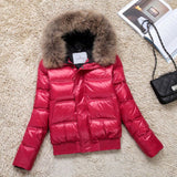 Winter Big Raccoon Feather Collar Down Jacket Female Short Yao Di Slim Add Thick Show Thin Waist Coat Tide-Outfit
