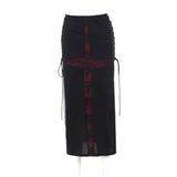 Summer 2024 New Hip Skirt Dark Wind Sexy Cross Splicing Basic Tie-Up Half-Skirt