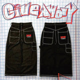 Pocket Embroidered Letter Print Jeans Men's Shorts Summer Vintage Super Wide-Legged