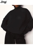 Women's Turtleneck Sweater White Jumper Warm Knitwear Green Pullover Women Thick Loose Elegant Sweater for Women