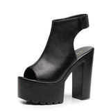 Heel 14 Cm Roman Sandals Women's Banquet Wearing Fish-Mouthed Shoes Thick-Soled Waterproof Trolley Model Model Show