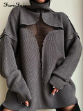 Sexy Mesh Vacation Loose Knitted Pullover