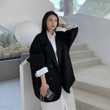 Women Minimalist Solid Outwear Loose Elegant Retro Official Fashion High Street Feminine All-match Spring