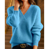For The New T-Shirt Women's Hollow Long-Sleeved Knitted Shirt Languid Style Design V Collar Sunscreen Sexy