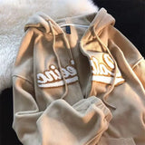 Polar Fleece Hoodies Women Casual Embroidery Clothes for Teens Sweatshirts Vintage Pink Tops Retro Winter Women