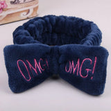 New OMG Letter Coral Fleece Wash Face Bow Hairbands For Women Girls Headbands Headwear Hair Bands Turban Hair