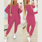 Zingj Women's Solid Color Vest Elastic Waist Long Trousers Suit (3 Pieces) ODS4317