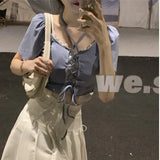 Sense Bandage Hanging Neck Short Sleeved T-shirt Women's Summer Hot Wind Short Girl One-Shoulder Chic Top Tshirt