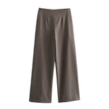 New Collar Minimalist Blouse Middle Waist Trousers