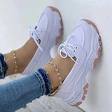 Single Shoes For Women's 2023 Spring And Autumn New Round-Head, Thick-Soled, Low-Heeled, Flat-Soled Leisure Sports