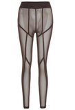Mesh Sheer See Through Women Leggings Pants High Waist Striped Patchwork Leggings Skinny Pencil Pants Trousers