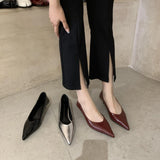 Zingj Heels Women Nude Small Heel Shoes Soft Leather Pointed Soft Bottom French Gentle With Skirt Shoes Low Heel Single