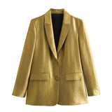Early Spring, The New Gold Straight-Cut Suit Jacket 8753599 Vertical Trousers