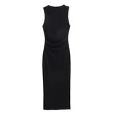 New Wrinkle Decorative Thread Slim Dress